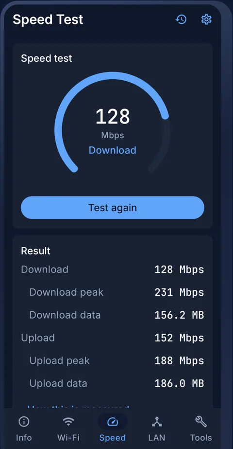 A number the link actually sustained — NetTools
